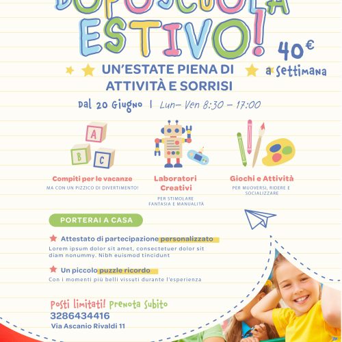 Doposcuola Estivo Roma 2025 | Amore Cooperativa